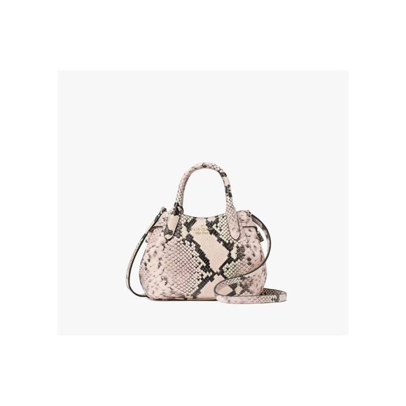 Kate Spade New York Dumpling Bag Snake Embossed Pink Black White Mini Satchel - Picture 1 of 5